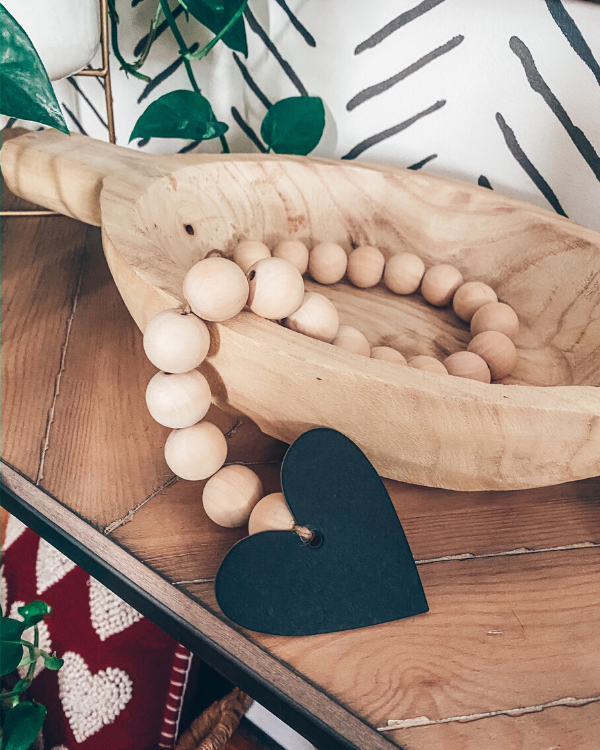 DIY farmhouse beads for Valentine's Day