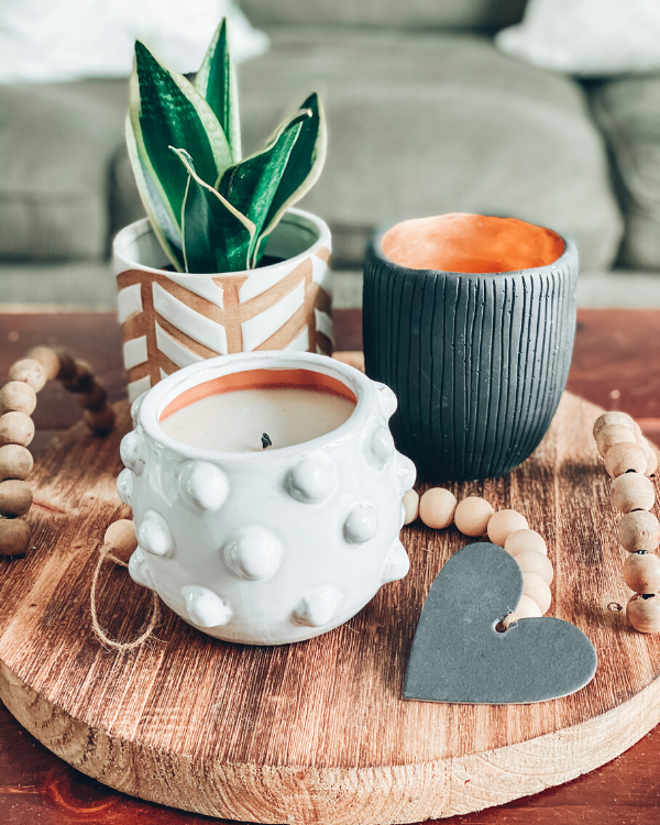 You can put your DIY farmhouse beads for Valentine's Day on a tray