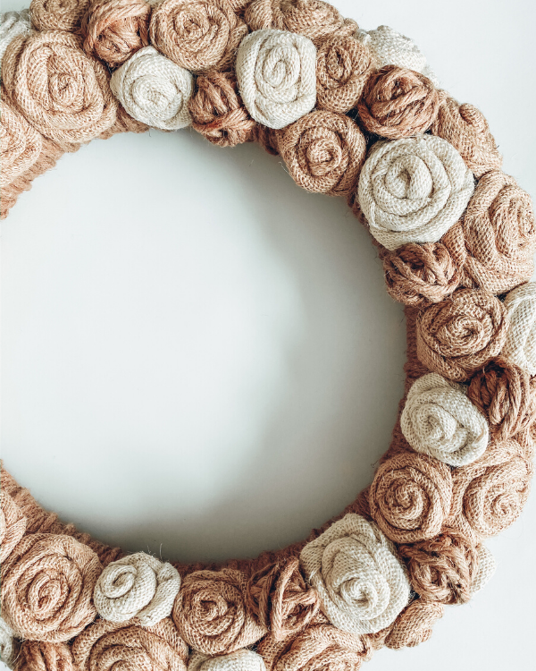 burlap rose wreath