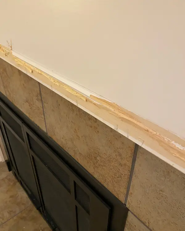 Fireplace after removing decorative trim