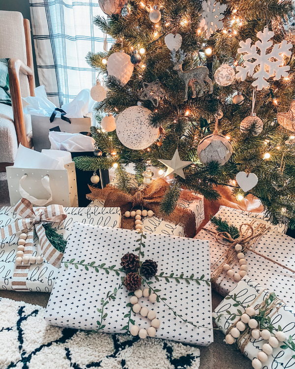 The completed DIY Beaded Letter Gift Tags