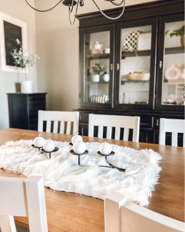 The whole dining room looks better after the china cabinet makeover!