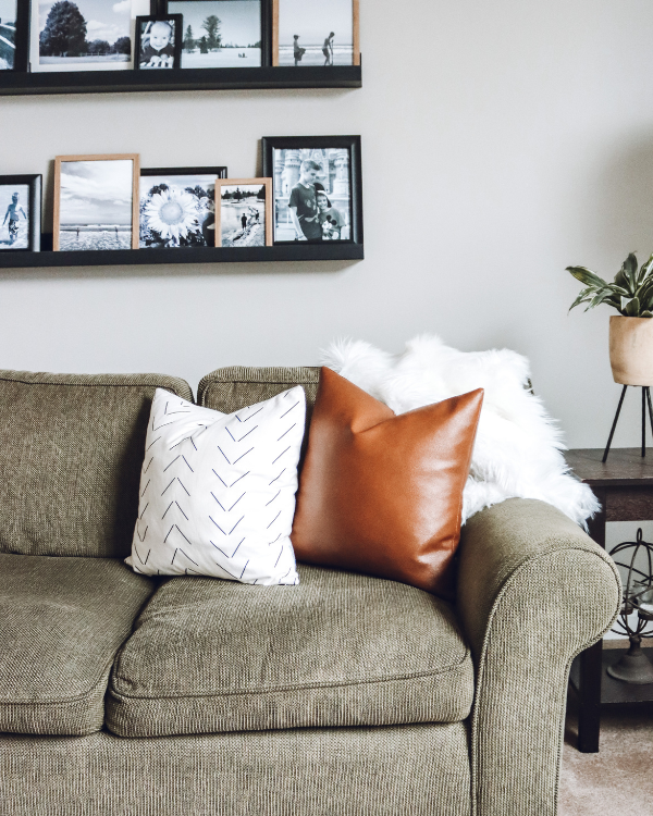sheepskin rug on a couch