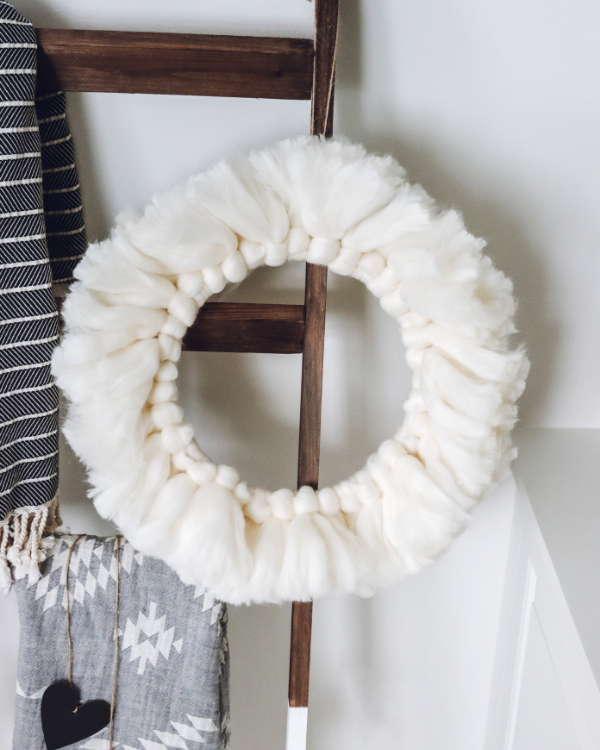 The boho wreath on display