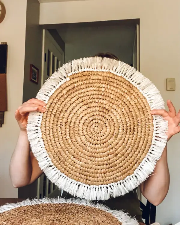 DIY No Sew Round Throw Pillow Made with Placemats