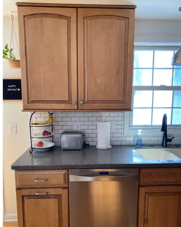 This is the cabinet that will be removed and replaced with three open shelves.