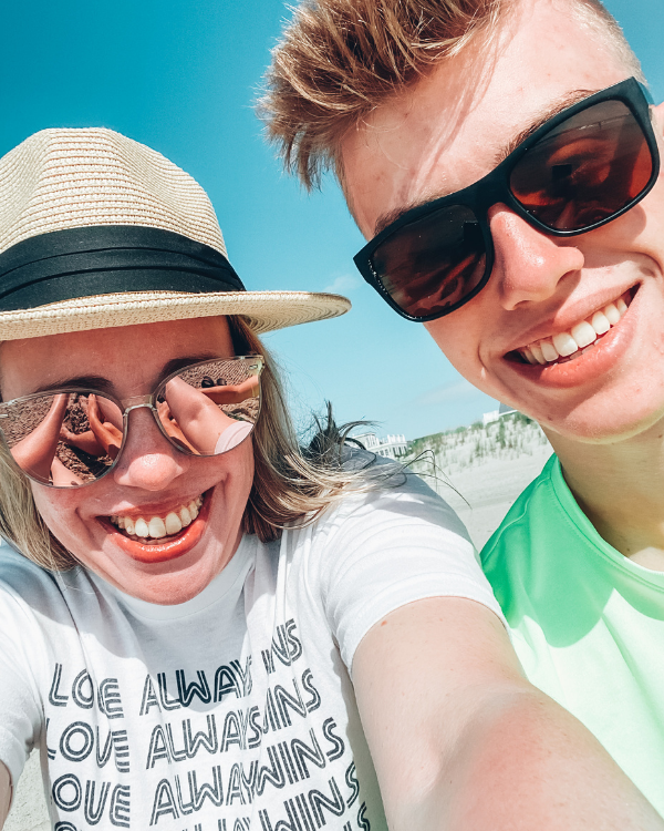 My son and I on the beach