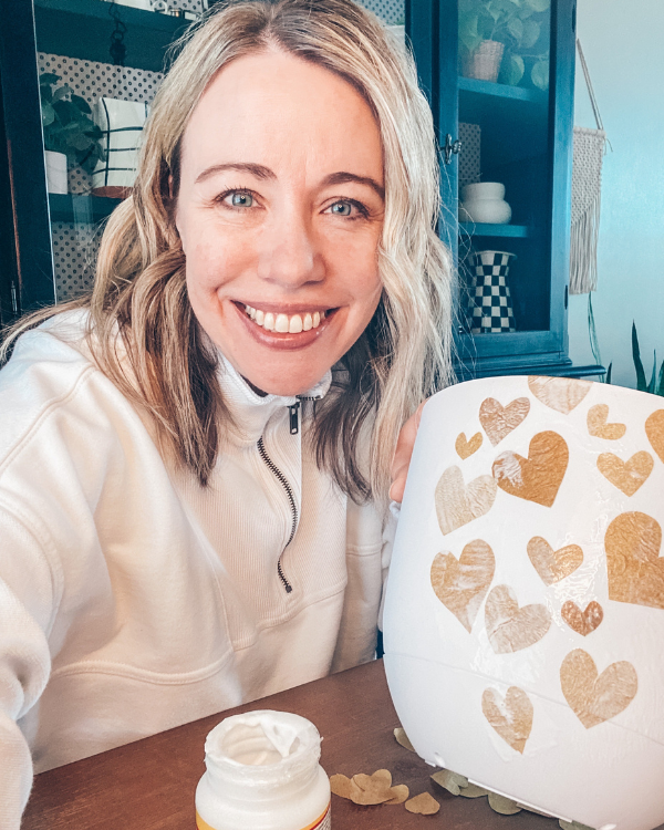 Mod Podge painted over the hearts will dry clear.