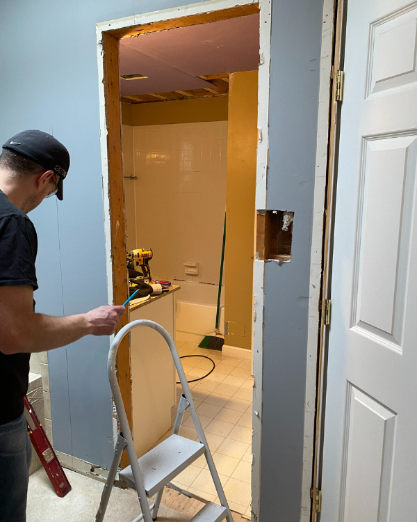 The doorway getting prepped to be filled