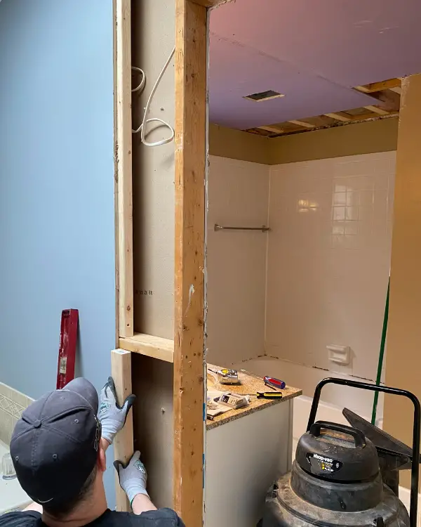 Bathroom Remodel How to Fill in a Doorway with Drywall