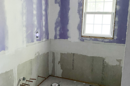 bathroom remodel cement board installed