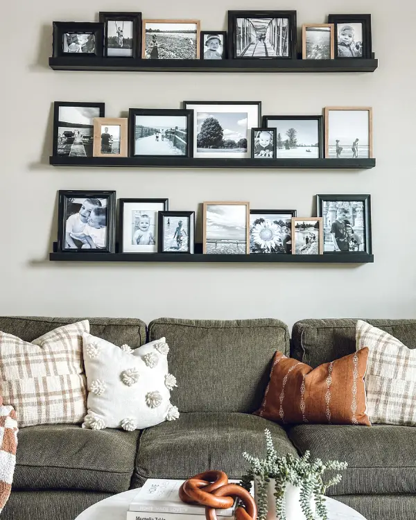 What to hang above the couch? A DIY Photo Ledge