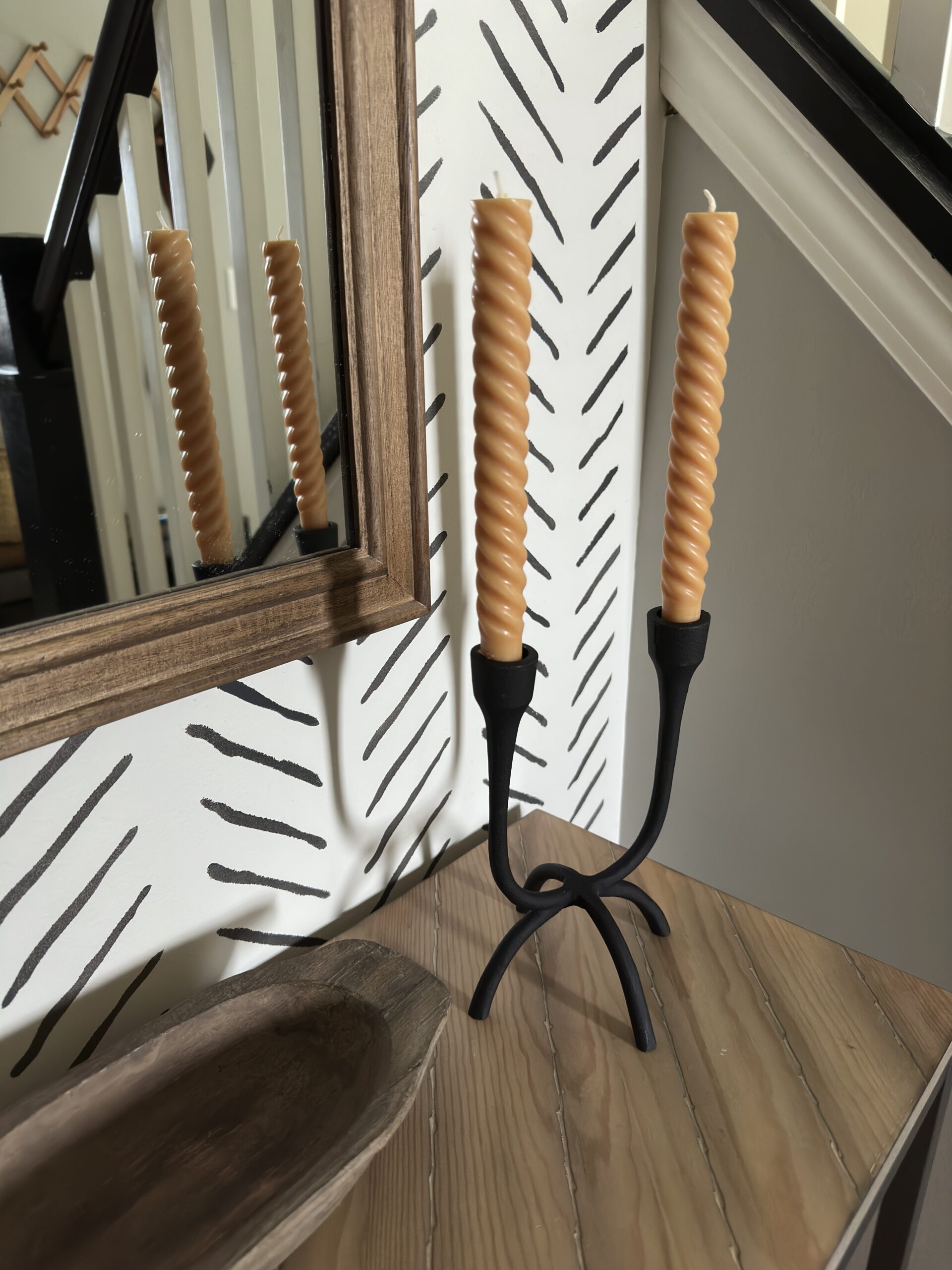 black double candleholder with fall candles