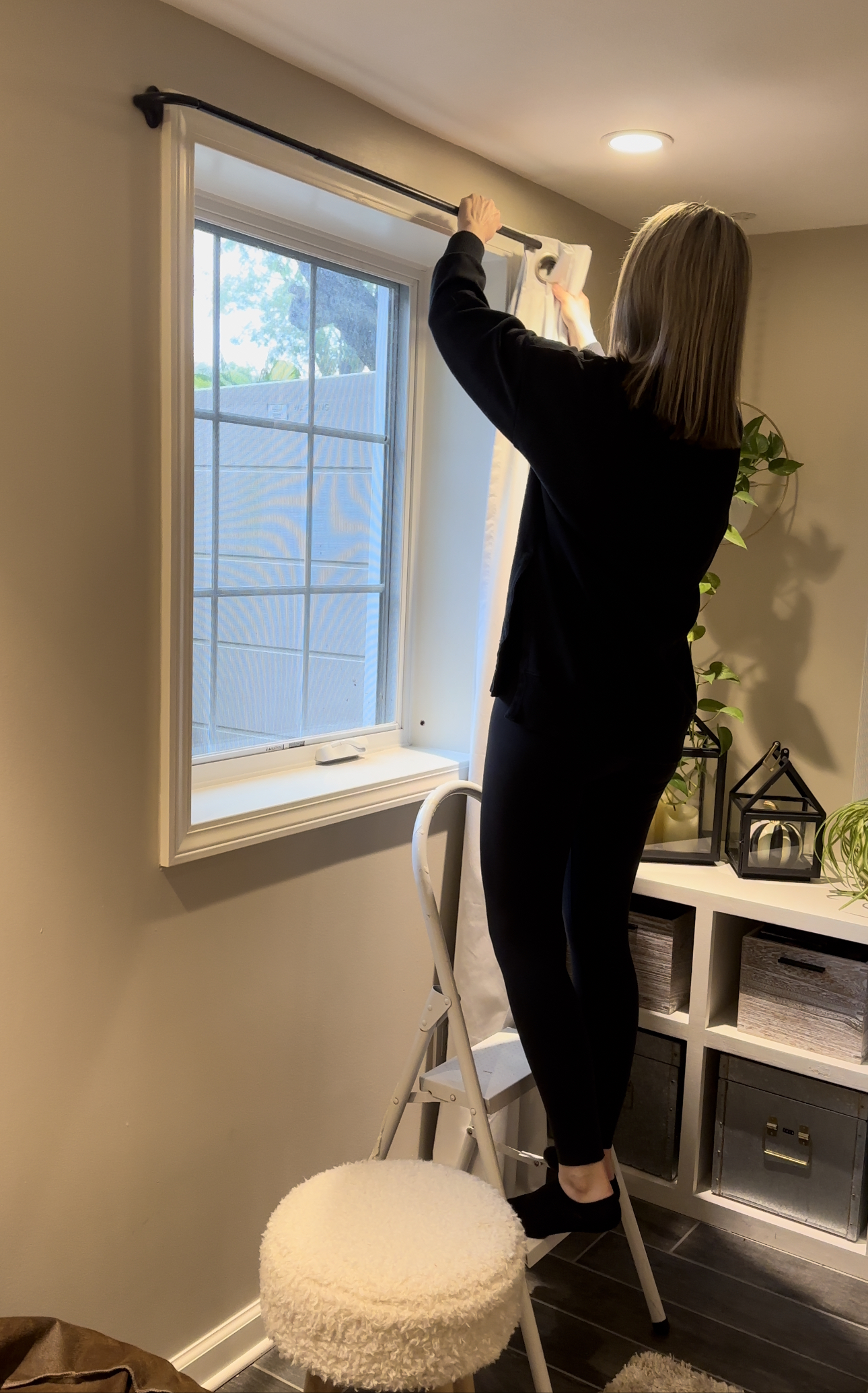 Taking the old curtains down