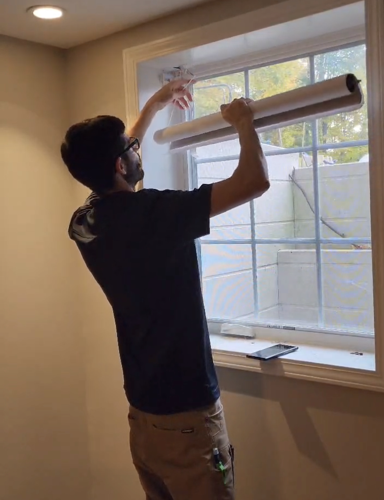 The motorized shades getting installed