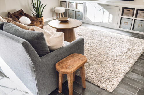 The basement with motorized shades installed